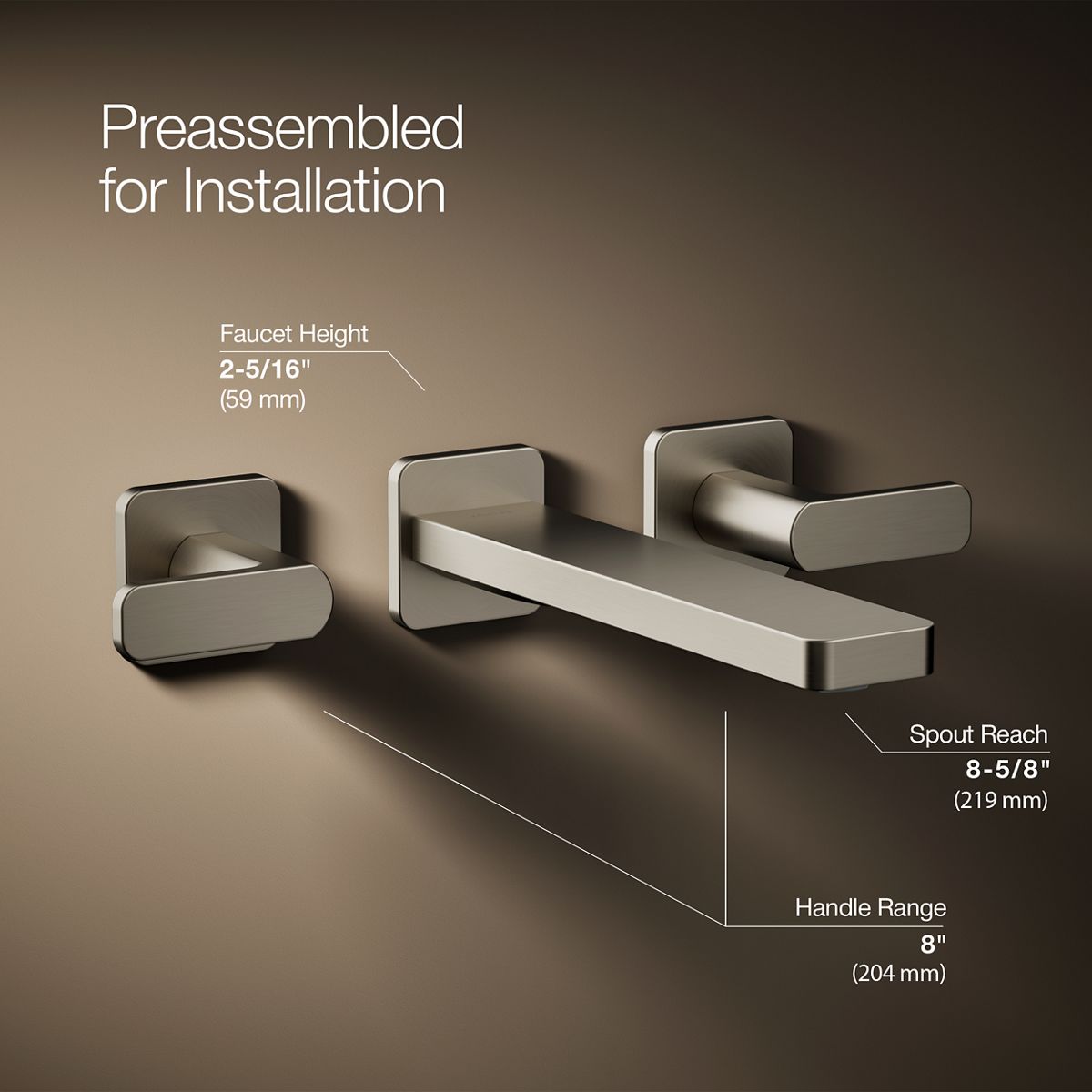 Parallel® Wall-mount bathroom sink faucet trim, 1.2 gpm