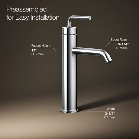 Purist® Tall single-handle bathroom sink faucet with Lever handle, 1.2 gpm