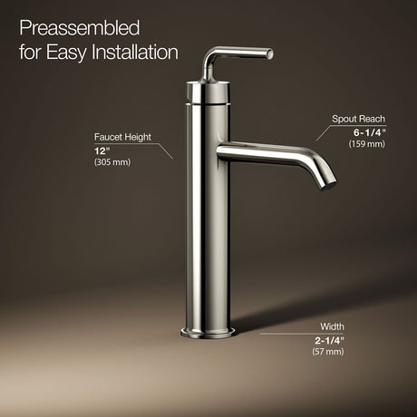 Purist® Tall single-handle bathroom sink faucet with Lever handle, 1.2 gpm