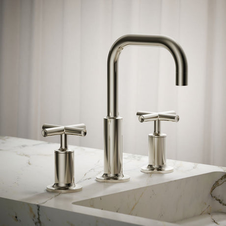 Purist® Widespread bathroom sink faucet with Cross handles, 1.2 gpm