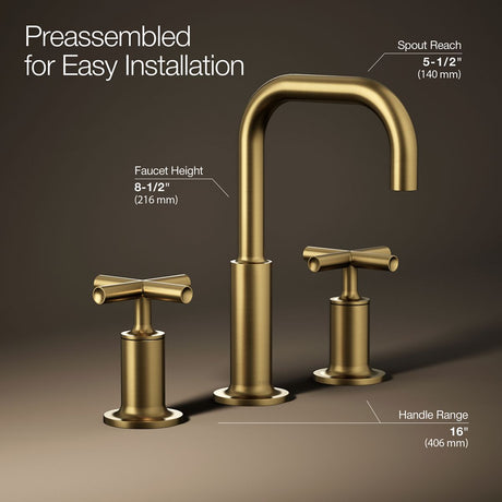 Purist® Widespread bathroom sink faucet with Cross handles, 1.2 gpm