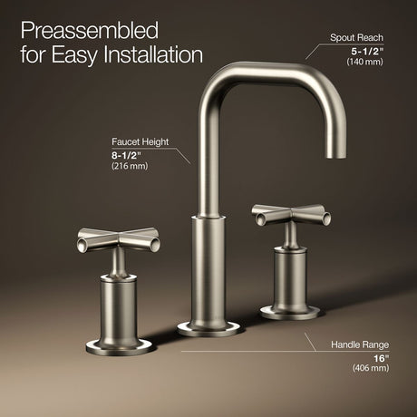 Purist® Widespread bathroom sink faucet with Cross handles, 1.2 gpm