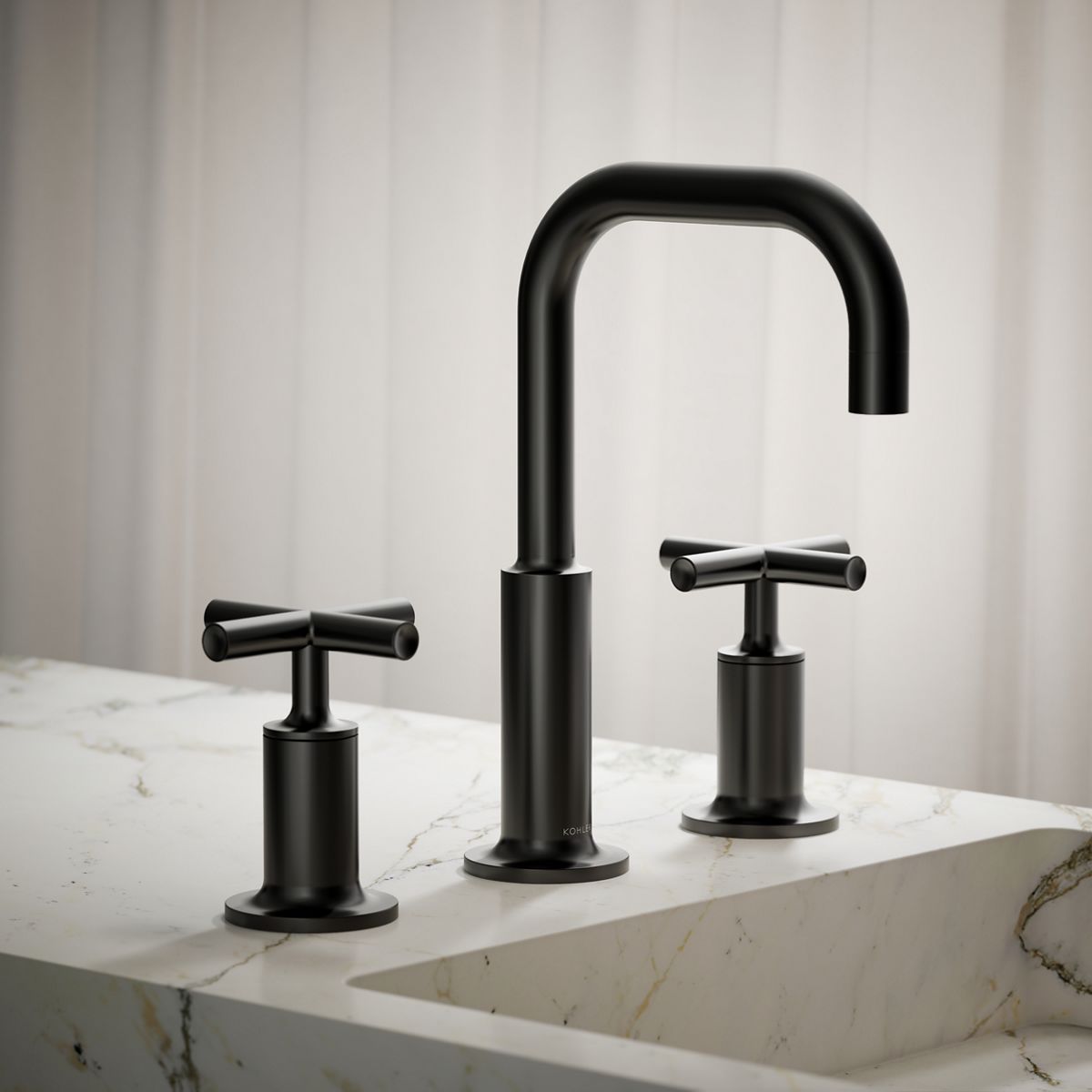 Purist® Widespread bathroom sink faucet with Cross handles, 1.2 gpm