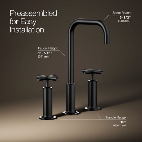 Purist® Widespread bathroom sink faucet with Cross handles, 1.2 gpm