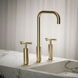 Purist® Widespread bathroom sink faucet with Cross handles, 1.2 gpm