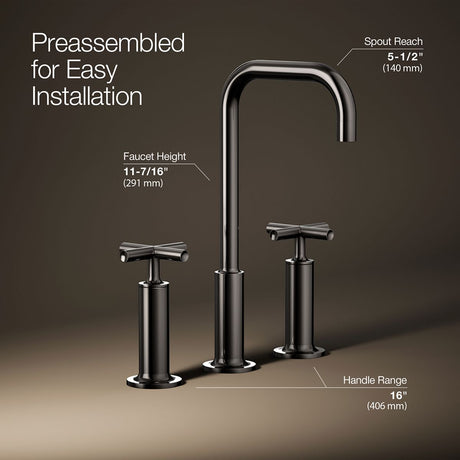 Purist® Widespread bathroom sink faucet with Cross handles, 1.2 gpm