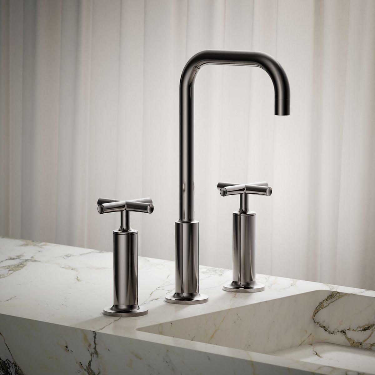 Purist® Widespread bathroom sink faucet with Cross handles, 1.2 gpm