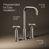 Purist® Widespread bathroom sink faucet with Cross handles, 1.2 gpm