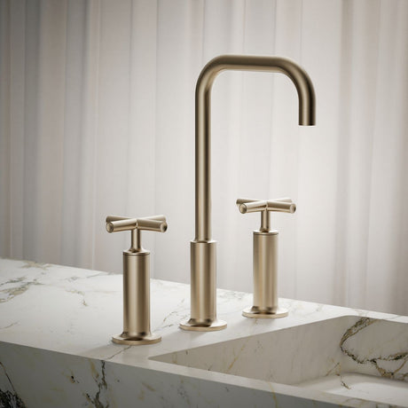 Purist® Widespread bathroom sink faucet with Cross handles, 1.2 gpm