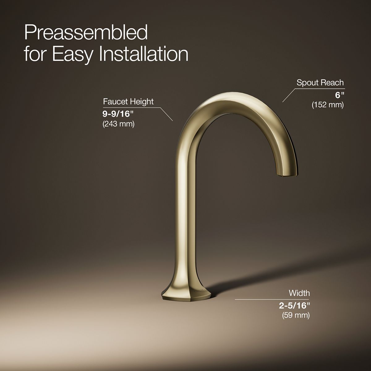 Occasion® Bathroom sink faucet spout with Cane design, 1.2 gpm