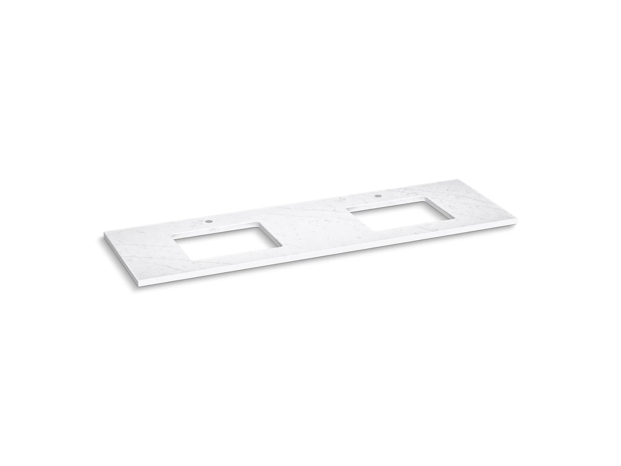 Silestone® 73" quartz vanity top with two rectangular cutouts