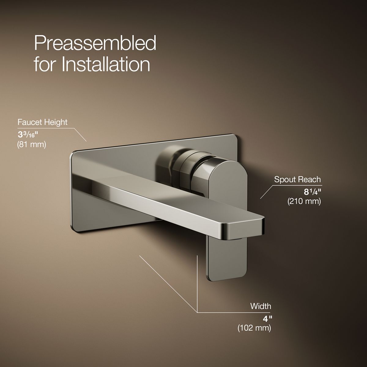 Parallel® Wall-mount single-handle bathroom sink faucet, 1.2 gpm