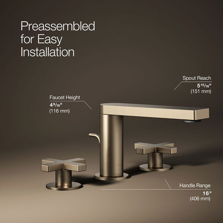 Composed® Widespread bathroom sink faucet with Cross handles, 1.2 gpm