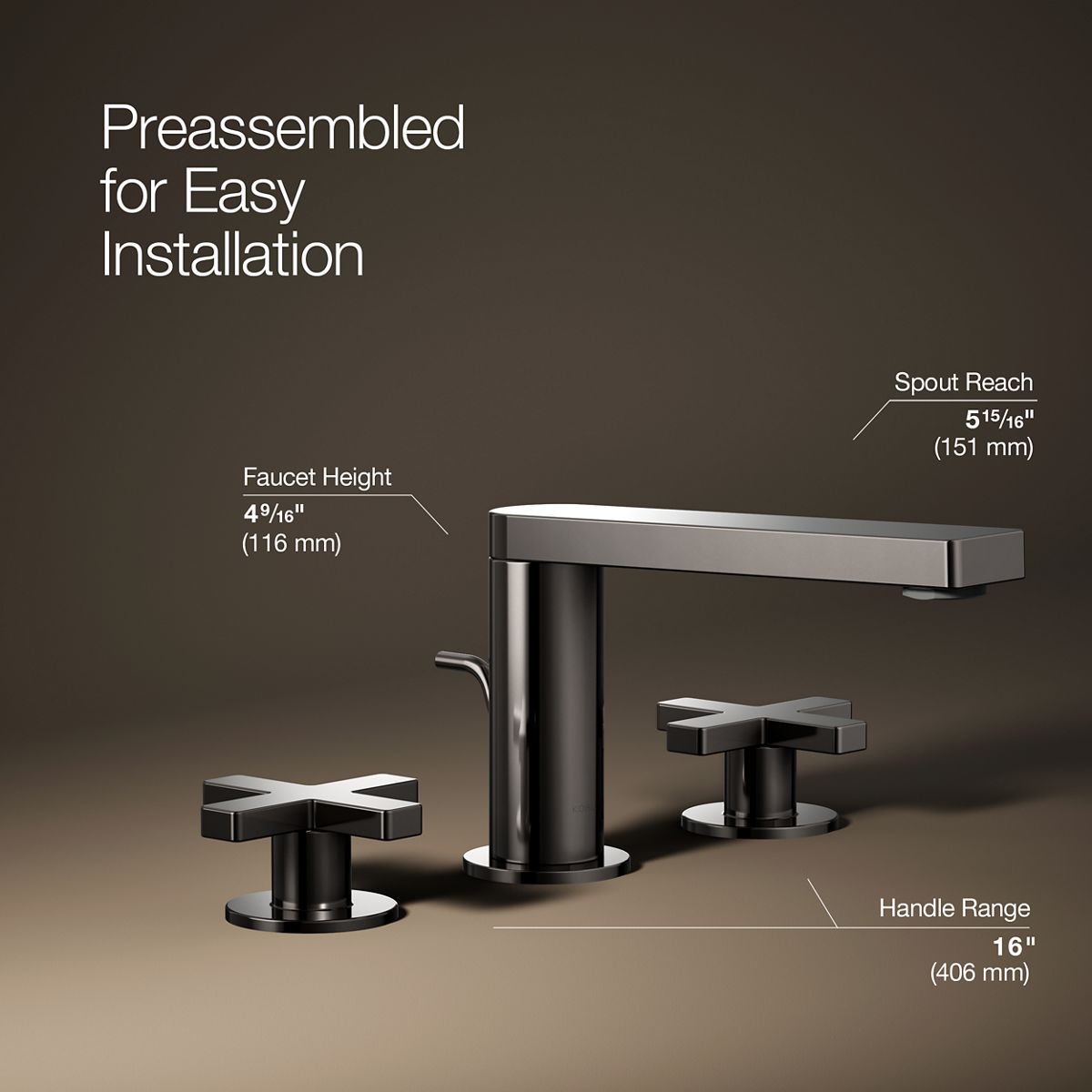 Composed® Widespread bathroom sink faucet with Cross handles, 1.2 gpm