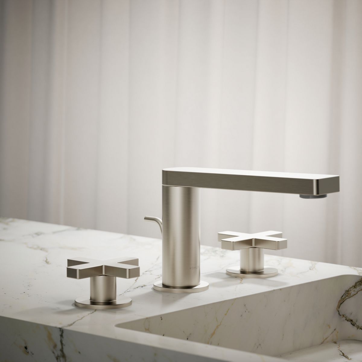 Composed® Widespread bathroom sink faucet with Cross handles, 1.2 gpm