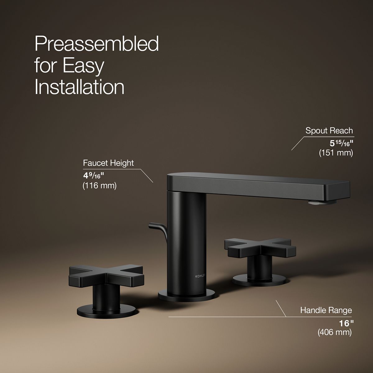 Composed® Widespread bathroom sink faucet with Cross handles, 1.2 gpm