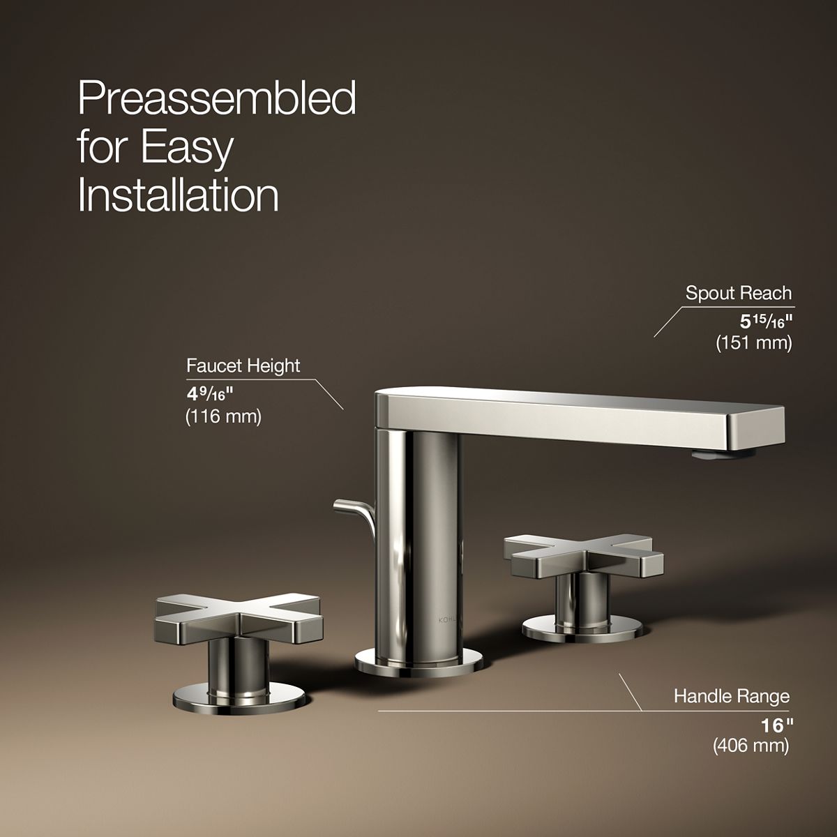 Composed® Widespread bathroom sink faucet with Cross handles, 1.2 gpm