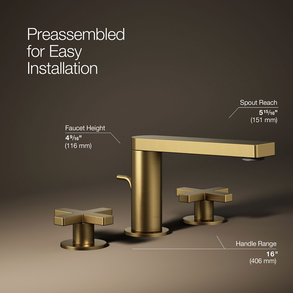 Composed® Widespread bathroom sink faucet with Cross handles, 1.2 gpm