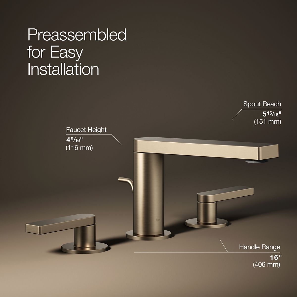 Composed® Widespread bathroom sink faucet with Lever handles, 1.2 gpm