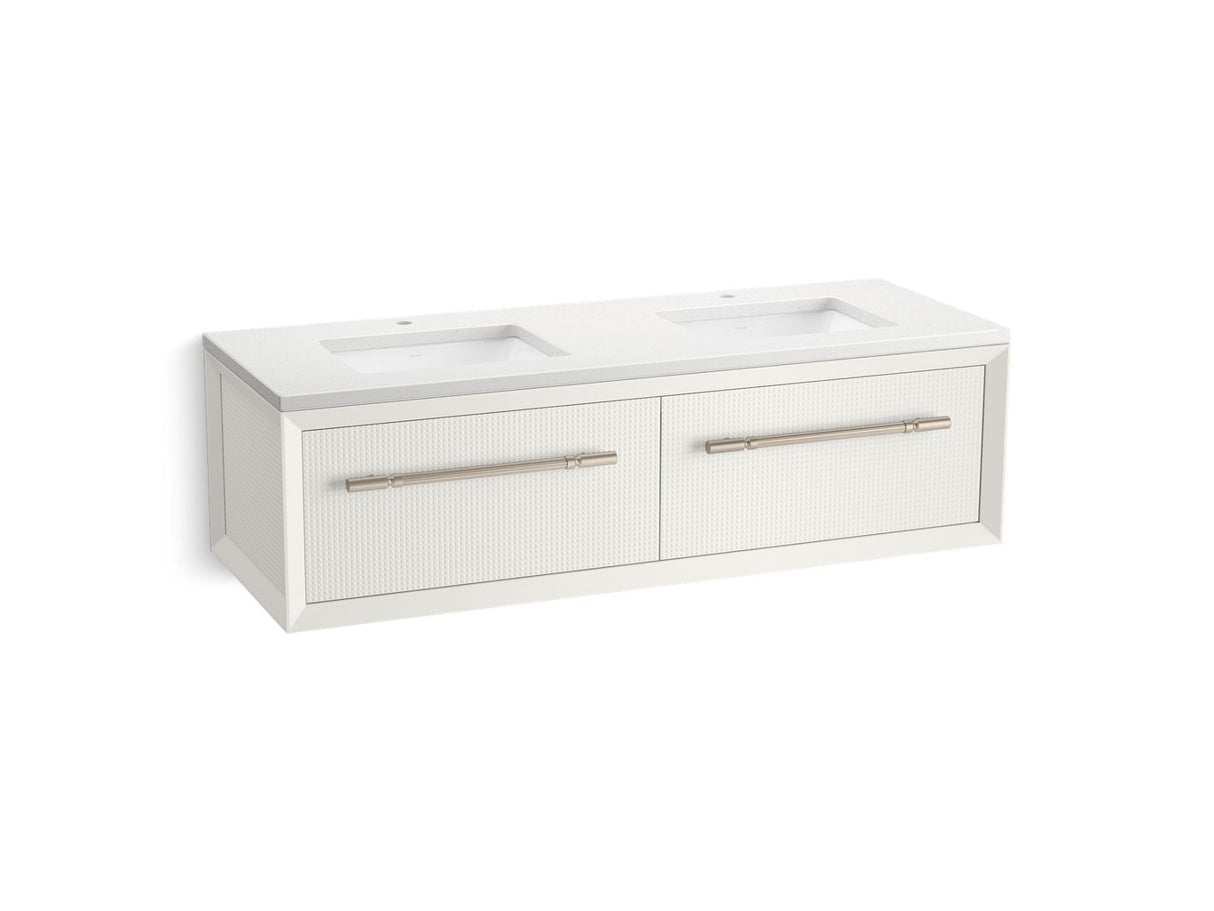 Enivo® 60" wall-hung bathroom vanity cabinet with sinks and quartz top