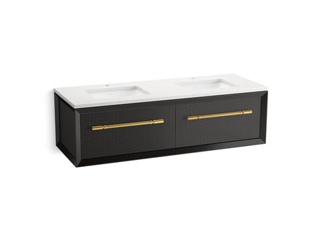 Enivo® 60" wall-hung bathroom vanity cabinet with sinks and quartz top