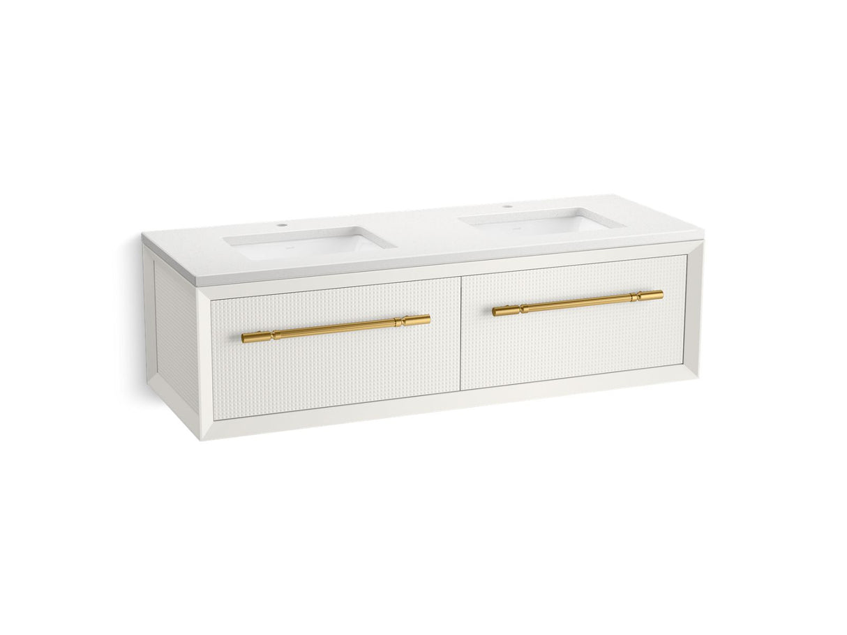 Enivo® 60" wall-hung bathroom vanity cabinet with sinks and quartz top