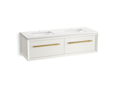 Enivo® 60" wall-hung bathroom vanity cabinet with sinks and quartz top