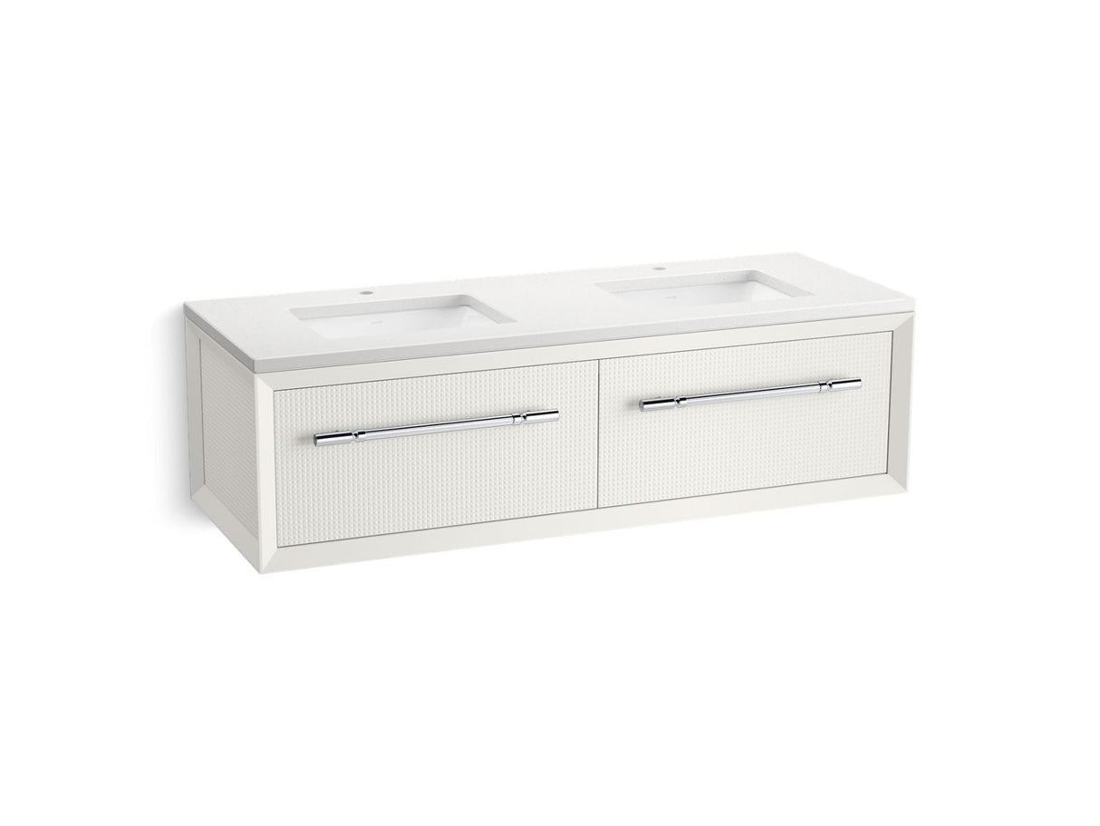 Enivo® 60" wall-hung bathroom vanity cabinet with sinks and quartz top
