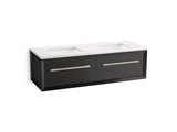 Enivo® 60" wall-hung bathroom vanity cabinet with sinks and quartz top
