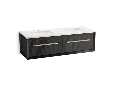 Enivo® 60" wall-hung bathroom vanity cabinet with sinks and quartz top