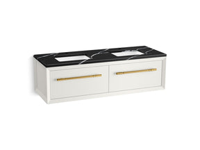 Enivo® 60" wall-hung bathroom vanity cabinet with sinks and quartz top
