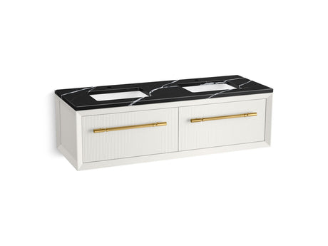 Enivo® 60" wall-hung bathroom vanity cabinet with sinks and quartz top
