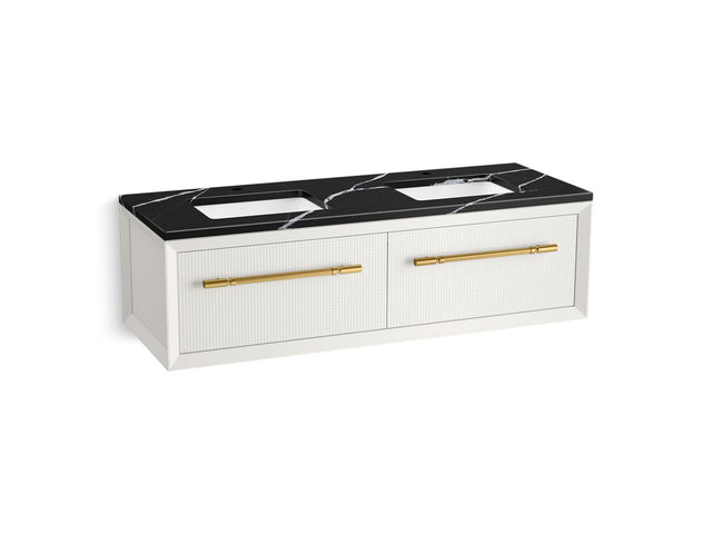 Enivo® 60" wall-hung bathroom vanity cabinet with sinks and quartz top