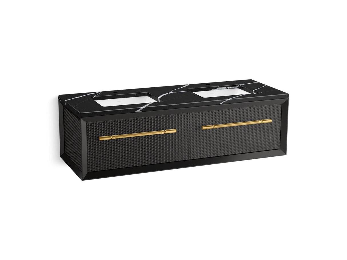 Enivo® 60" wall-hung bathroom vanity cabinet with sinks and quartz top