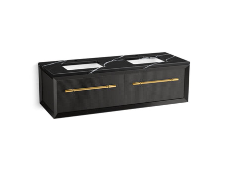 Enivo® 60" wall-hung bathroom vanity cabinet with sinks and quartz top