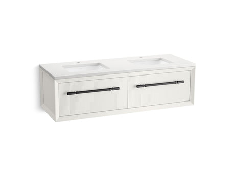 Enivo® 60" wall-hung bathroom vanity cabinet with sinks and quartz top