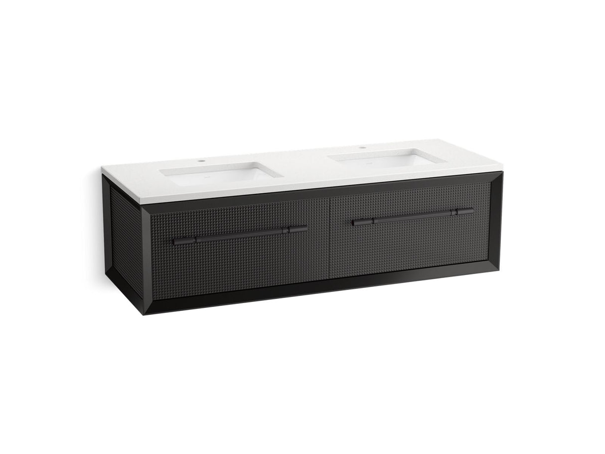 Enivo® 60" wall-hung bathroom vanity cabinet with sinks and quartz top
