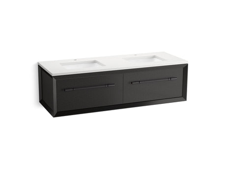 Enivo® 60" wall-hung bathroom vanity cabinet with sinks and quartz top