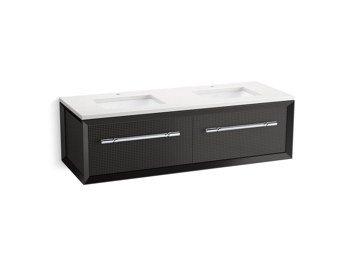 Enivo® 60" wall-hung bathroom vanity cabinet with sinks and quartz top