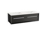 Enivo® 60" wall-hung bathroom vanity cabinet with sinks and quartz top