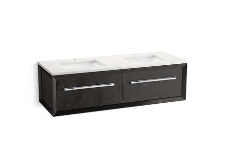 Enivo® 60" wall-hung bathroom vanity cabinet with sinks and quartz top