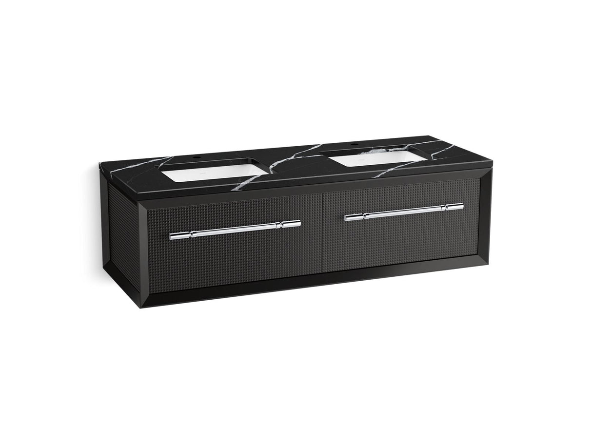 Enivo® 60" wall-hung bathroom vanity cabinet with sinks and quartz top