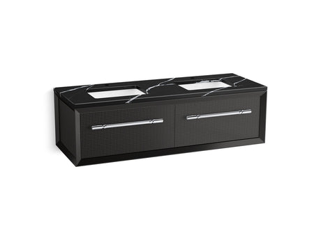Enivo® 60" wall-hung bathroom vanity cabinet with sinks and quartz top
