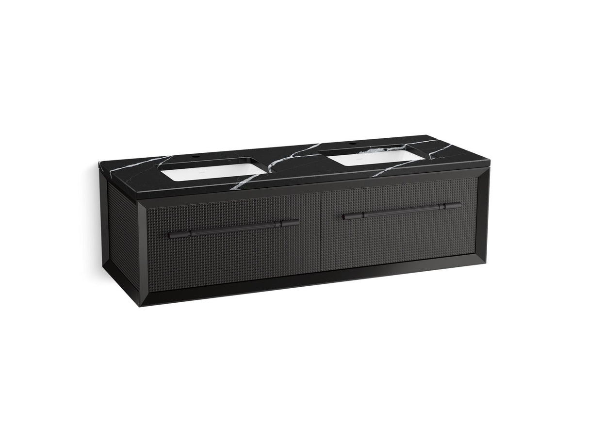 Enivo® 60" wall-hung bathroom vanity cabinet with sinks and quartz top