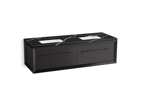 Enivo® 60" wall-hung bathroom vanity cabinet with sinks and quartz top