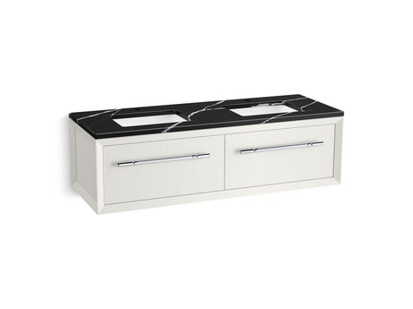 Enivo® 60" wall-hung bathroom vanity cabinet with sinks and quartz top