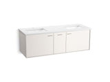 Jute® 60" wall-hung bathroom vanity cabinet with sinks and quartz top