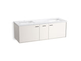 Jute® 60" wall-hung bathroom vanity cabinet with sinks and quartz top