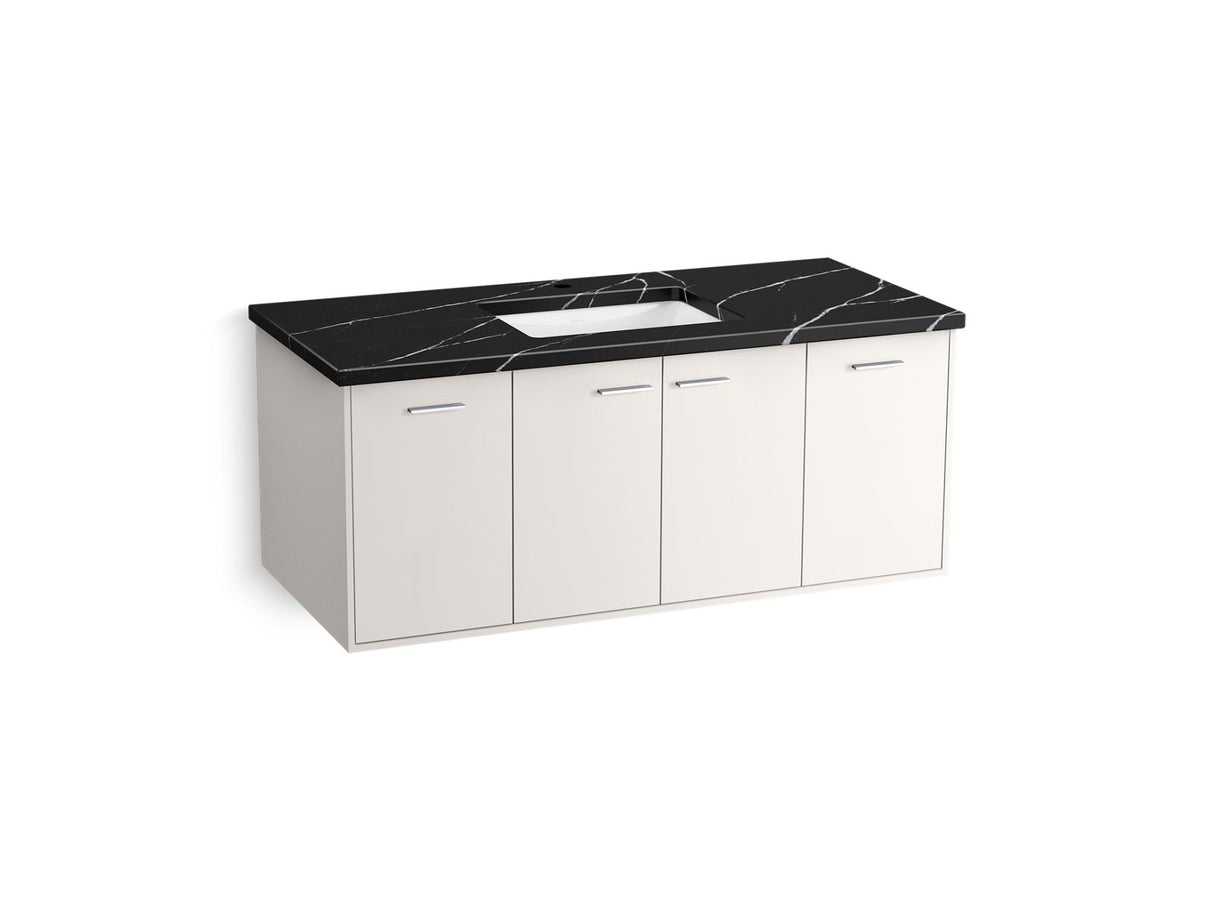 Jute® 48" wall-hung bathroom vanity cabinet with sink and quartz top