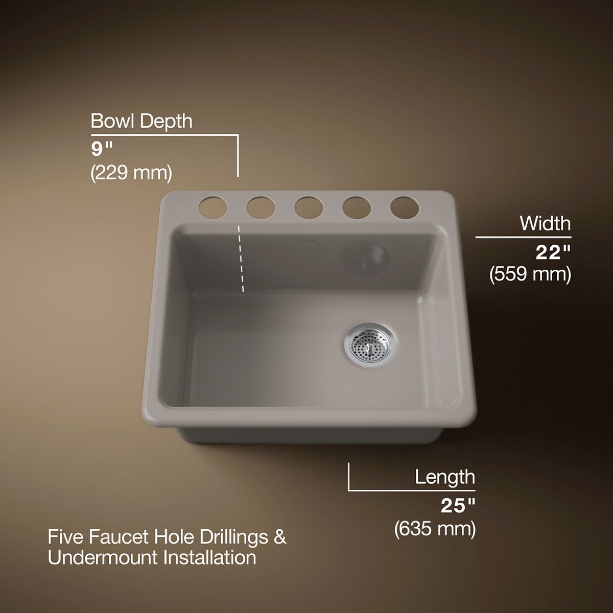Riverby® 25" undermount single-bowl workstation kitchen sink